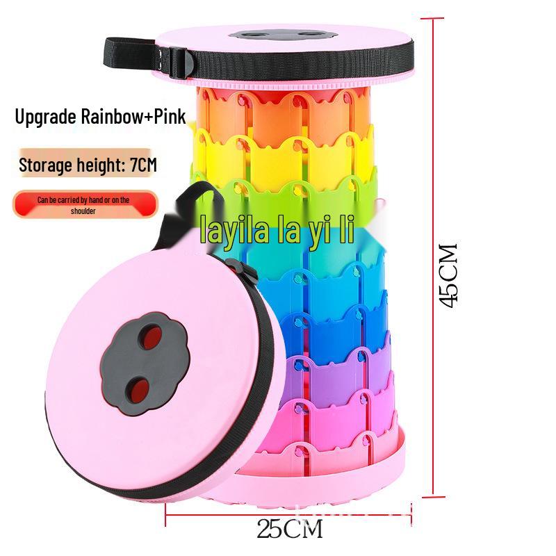 Rainbow Telescopic Adjustable Folding Stool for Leisure, Fishing, and Household Use