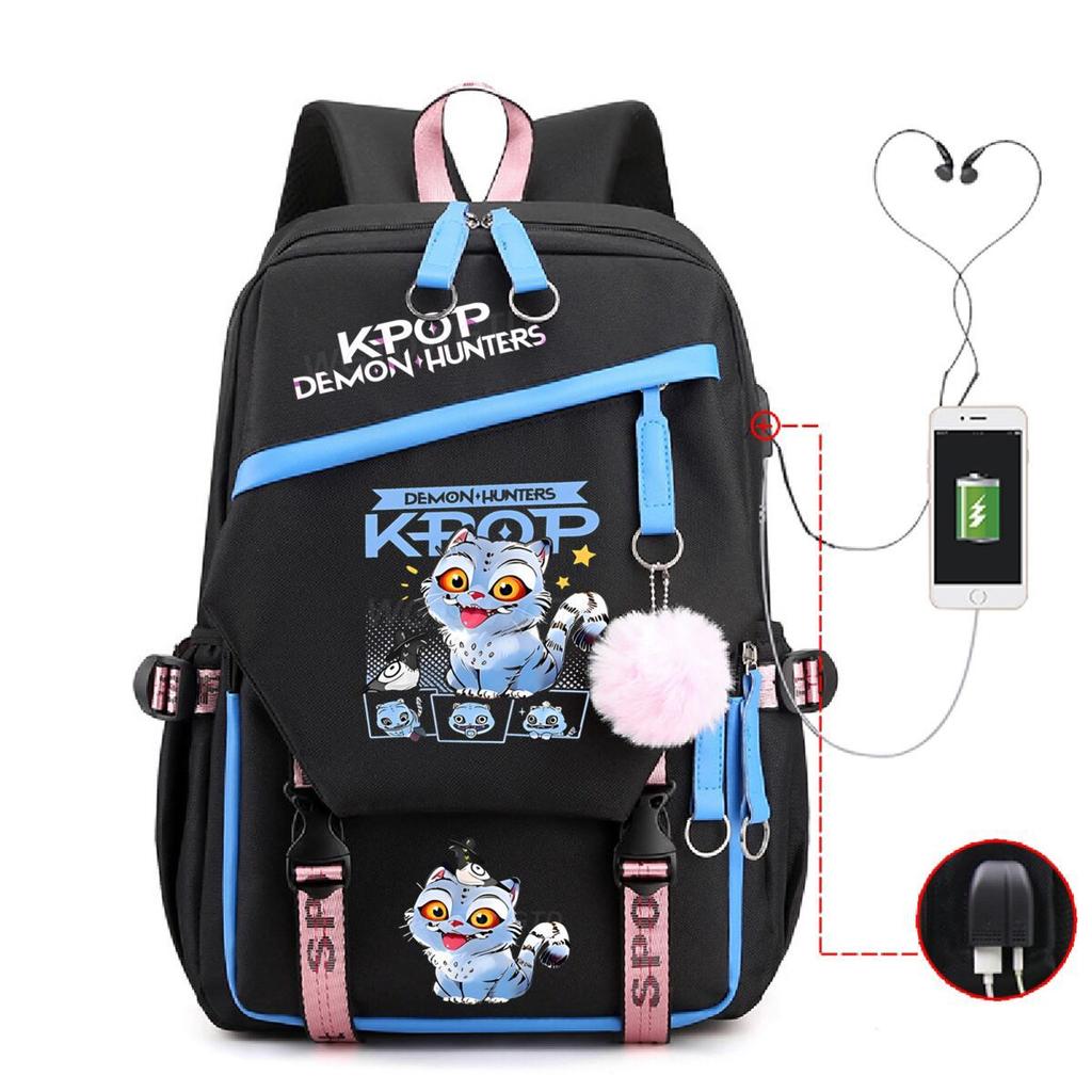 College style ins trend witch hunter Korean version USB multi-function backpack large capacity student bag
