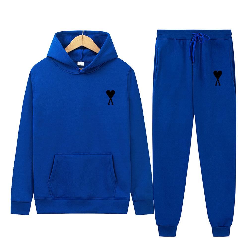 Spring Tide Brand Aml Classic Big Love Printing Men and Women the Same Couple Hooded Sweater Set