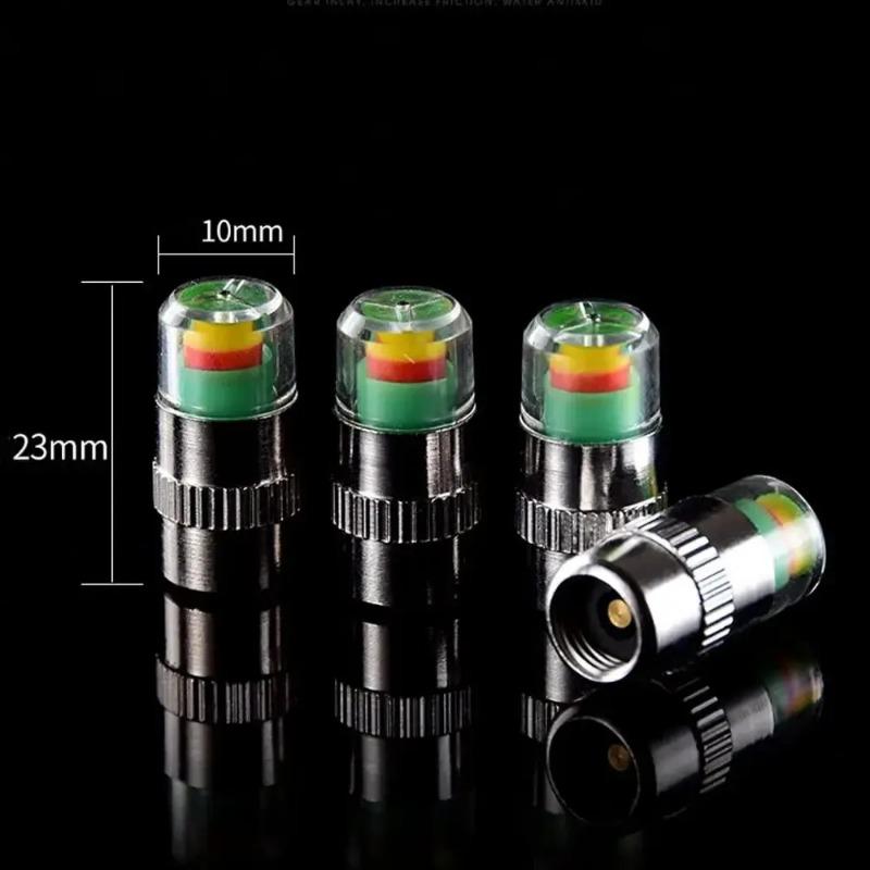 4pcs Car Tire Pressure Indicator Tire Pressure Gauge Indicator Alert Monitoring Valve Cap Sensor External Valve Detection Monitor