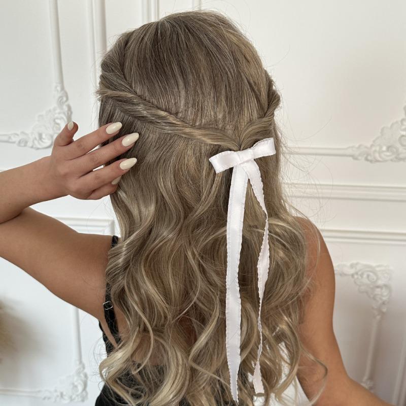 Bow Headband Girl Hair Accessories Sweet Simple High Sense Lotus Leaf Edge Long Streamer Headdress