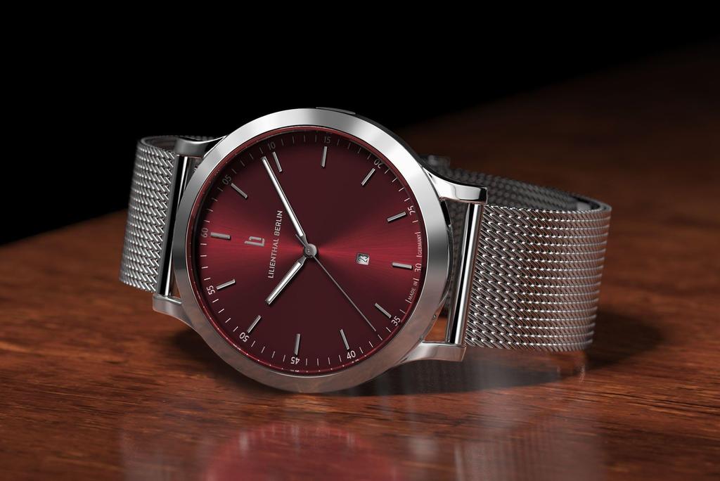 Lilianthal Berlin Srebrny Zegarek z Datownikiem Wyprodukowany w Męski Wyświetlacz, Niemcy, H01-108-B023AS