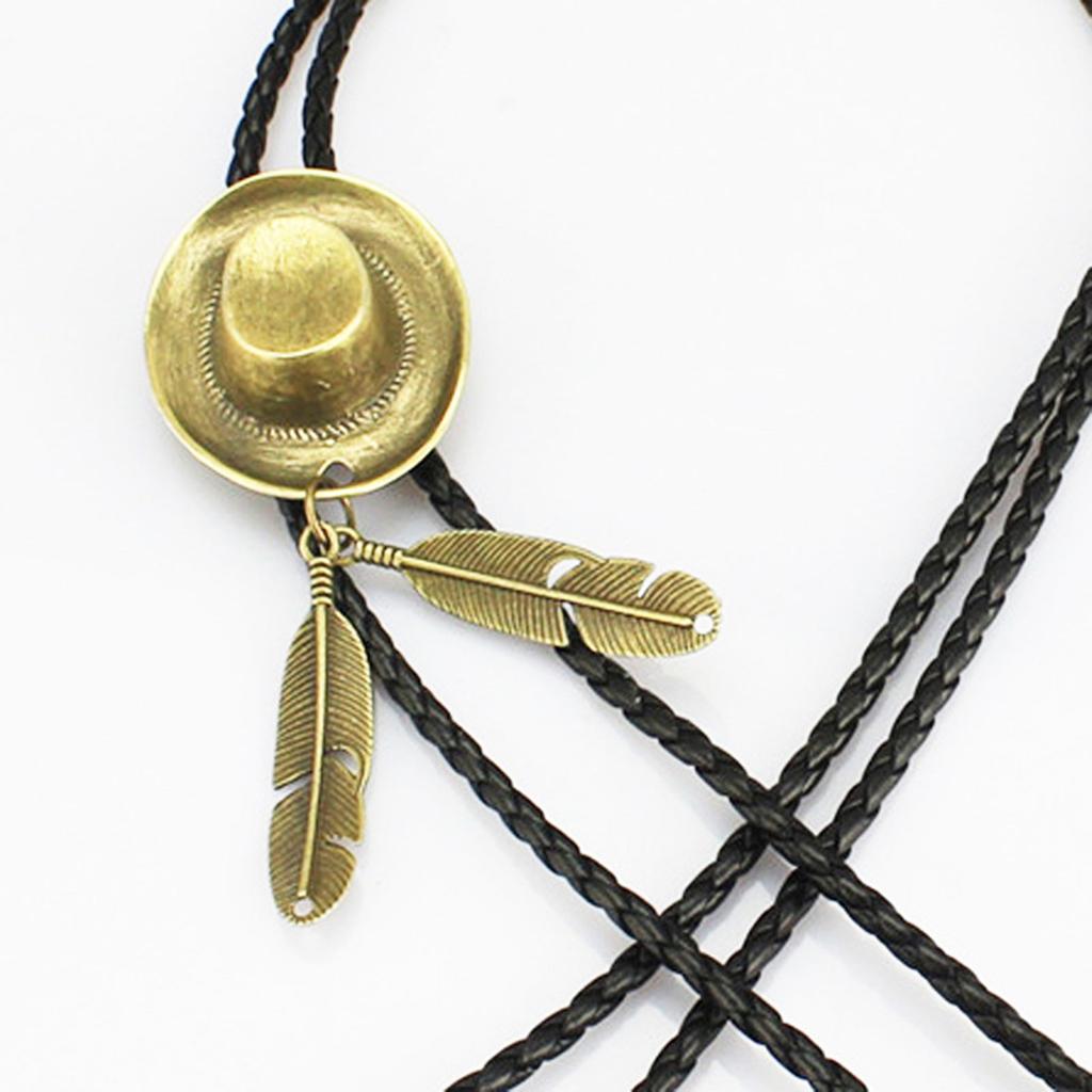 Cravate Bolo Cowboy Western Vintage Cravate Chapeau de Cowboy Collier Punk Accessoire de Costume Américain Cravate Bolo Western