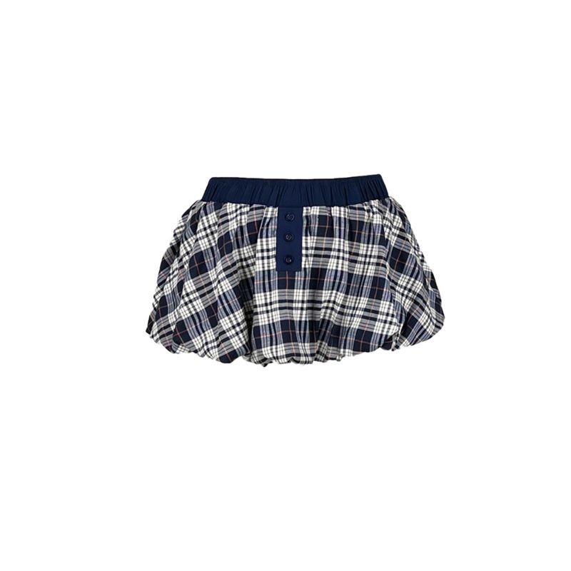 Kkx Street Sexy Style Contrast Color Check Short Skirt with Base Bud American Sexy Contrast Color Ultra Short Skirt