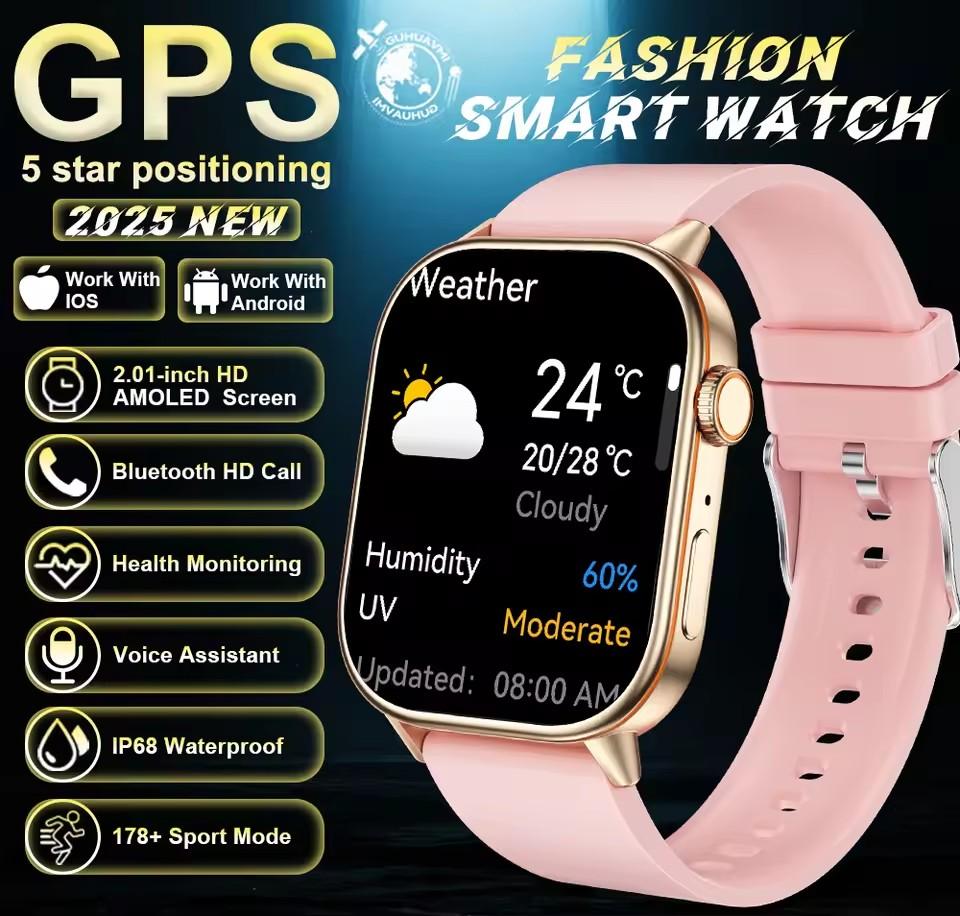 LUCKY START 2026 For Android IOS GPS Smart Watch Women 2.01" HD Screen Heart Rate Bluetooth Call Compass IP68 Waterproof Men Smartwatch