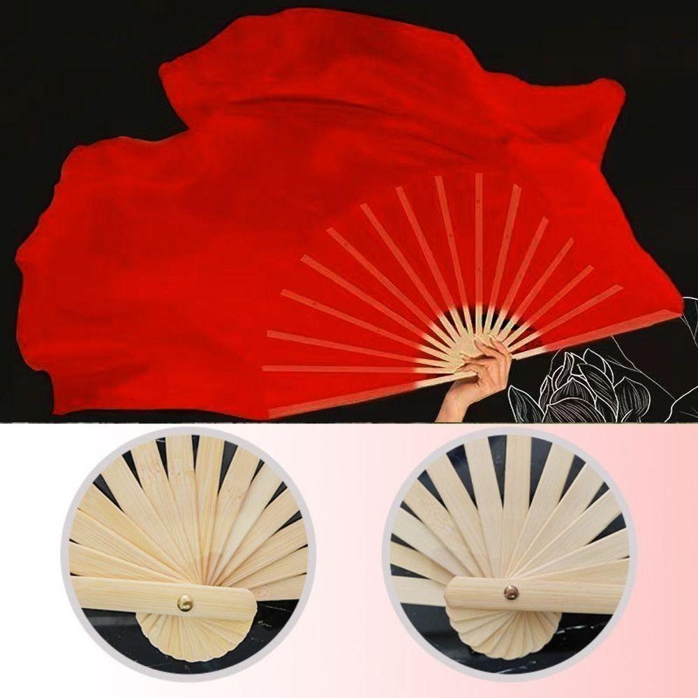 26/31cm Bamboo Chinese Short Bellydance Fan Hand Dye Adults Fan  Veil Pairs Yangko Dance Tools