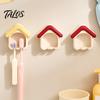 Punch Free Toothbrush Rack Cartoon House Holder, Wall Mounted Bathroom Organizer, Suspended Cute Storage Drainage Drying for Electric And Manual