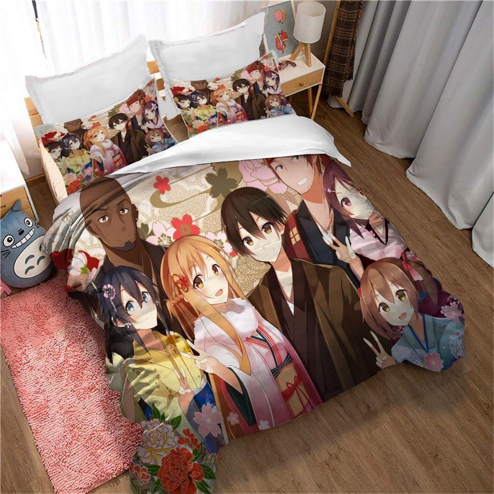 Anime Sword Art Online Duvet Cover Pillowcase Bedding Set Adult Boy Girl Bedroom Decoration Children Gift Single Double Size