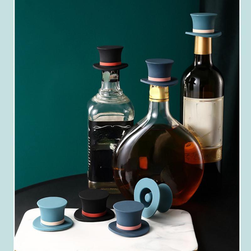 Silicone Hat Champagne Wine Beer Bottle Cork Stopper Plug Wine Bottle Sealer Cap Stopper Bar Kitchen Tool Vacuum Sealed Sealer Plug