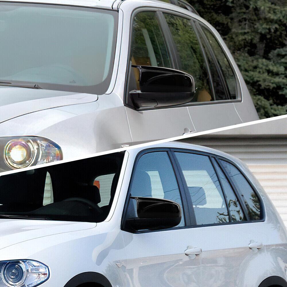 Gloss Black M Style Side Mirror Cover Cap Pair For BMW X5 E70 X6 E71 2007-2013 QCYZR1