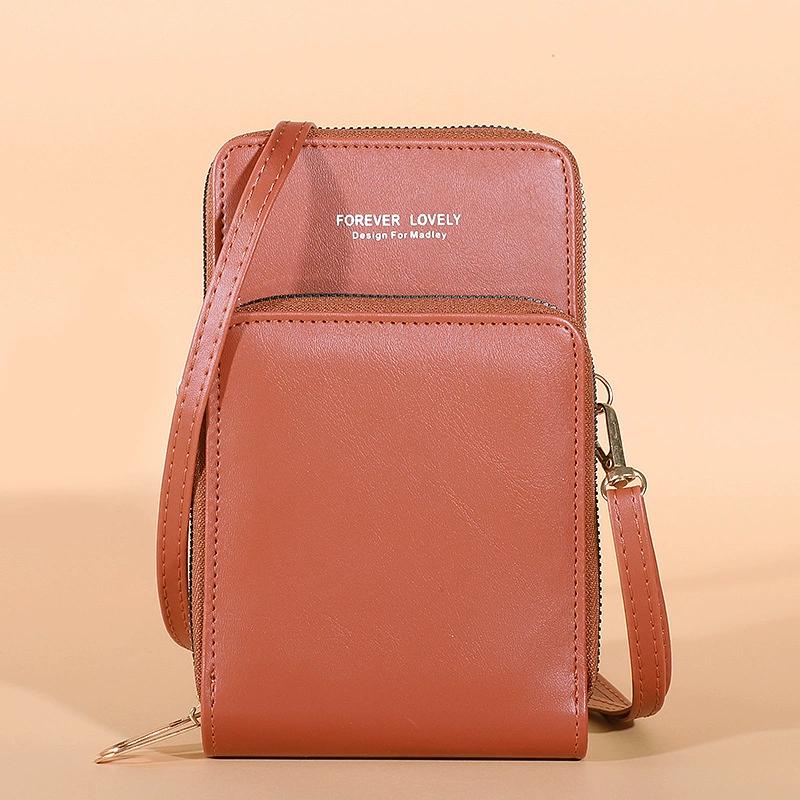Women’s Small Crossbody Phone Bag, PU Leather Mini Shoulder Wallet with Zipper, Multi-Compartment Cell Phone Purse