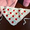 Sweet Cute Strawberry Cherry Handmade Crochet Hollow Triangle Headband Towel Women Spring Summer Travel Photo Hair Scarf