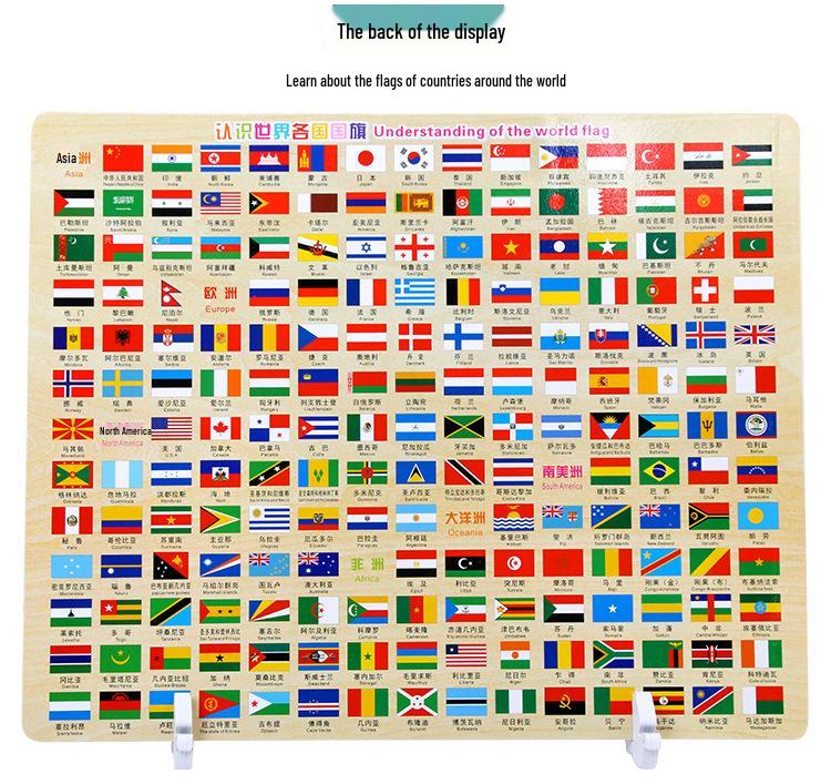 Magnetic Wooden World Map Jigsaw Puzzle for Children's Early Education