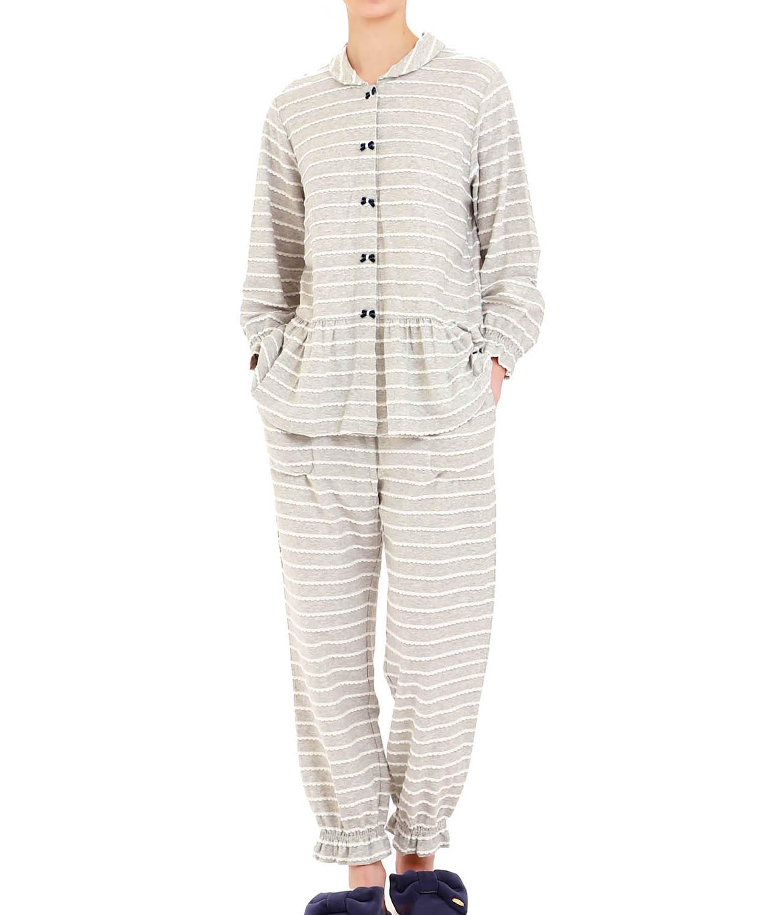

Narue Cotton Tuck Border Peplum Shirt Pajamas