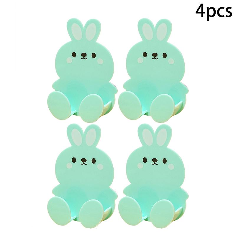 Cute Rabbit Wall Hooks Set - Self-Adhesive Organizer Clips For Cables, Scissors & Small Items