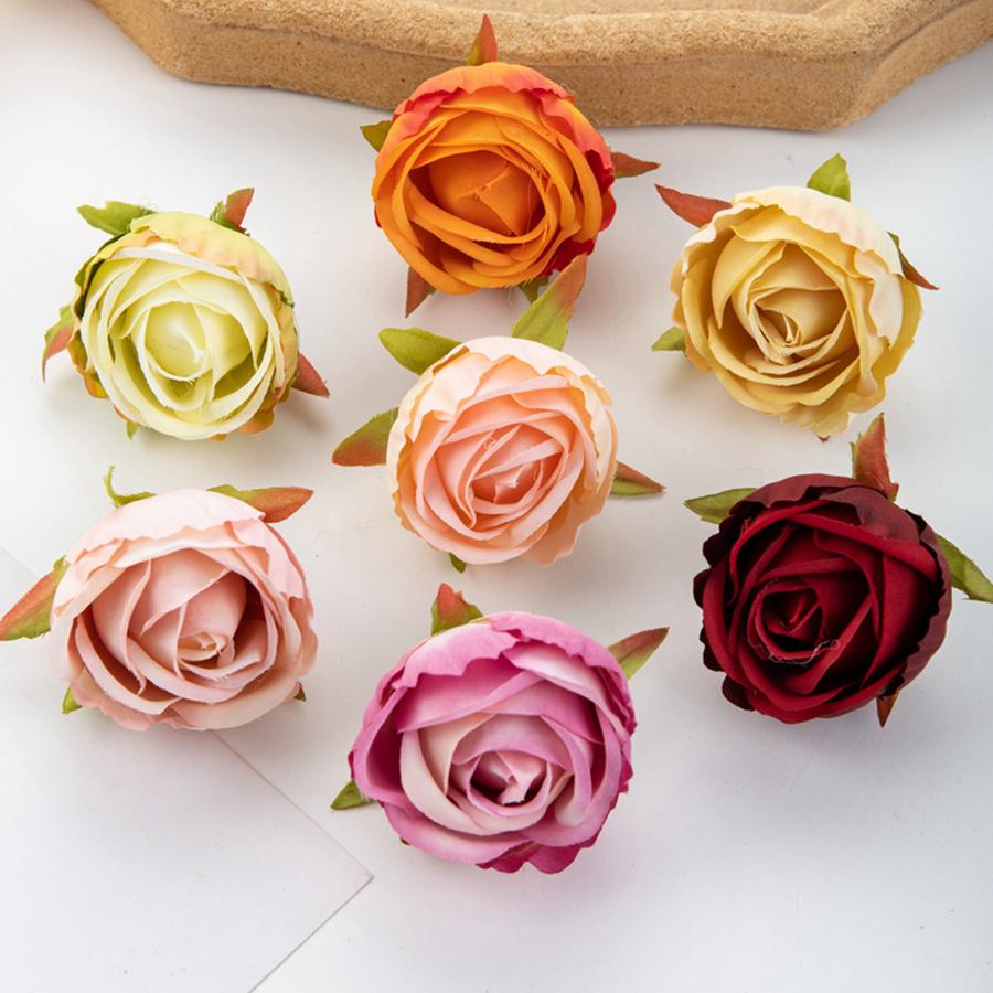 

5/10Pcs Silk Artificial Flower Rose Christmas wreath Festival Party Decor Home vase Outdoor Garden Wedding Diy gift Box hairpin 5pcs коричневий