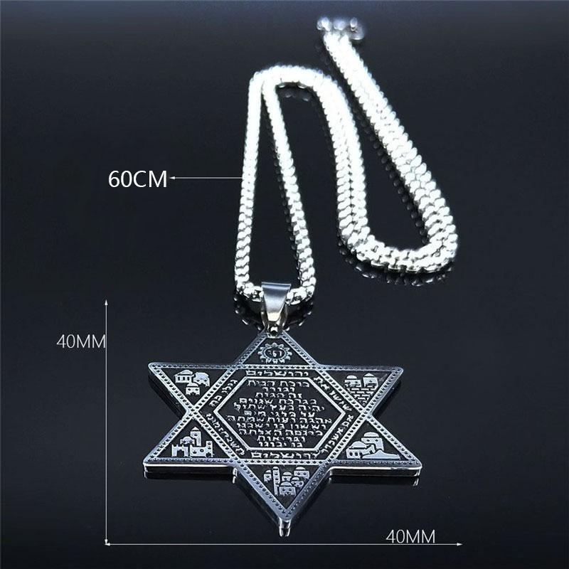 Modny Stal Nierdzewna Gwiazda Dawida Naszyjnik Winylowy Je Heksagram Wisiorek Tytanowa Stal Biżuteria Gorąca Sprzedaż