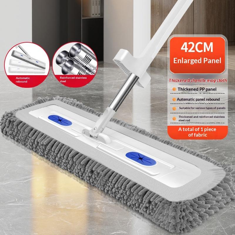 No Hand Washing 360° Rotating Lazy Coral Mop 42x12cm with 1 Pad for Home Hard Surface Floor Quick Cleaning