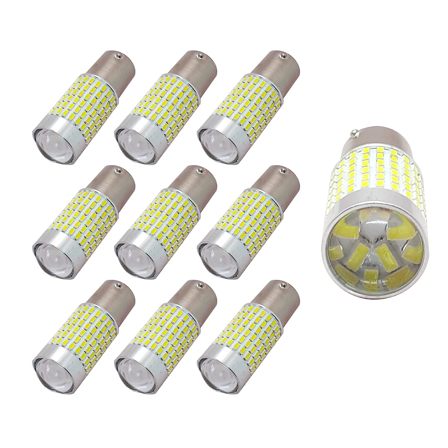 

MiHaruTsu S25 LED Marker High 24V for Turn and Reverse Lights MHT-144 (Ba15s) 10-Piece Bulbs, White, Brightness, DC9-30V, Trucks, Signals, Cornering,
