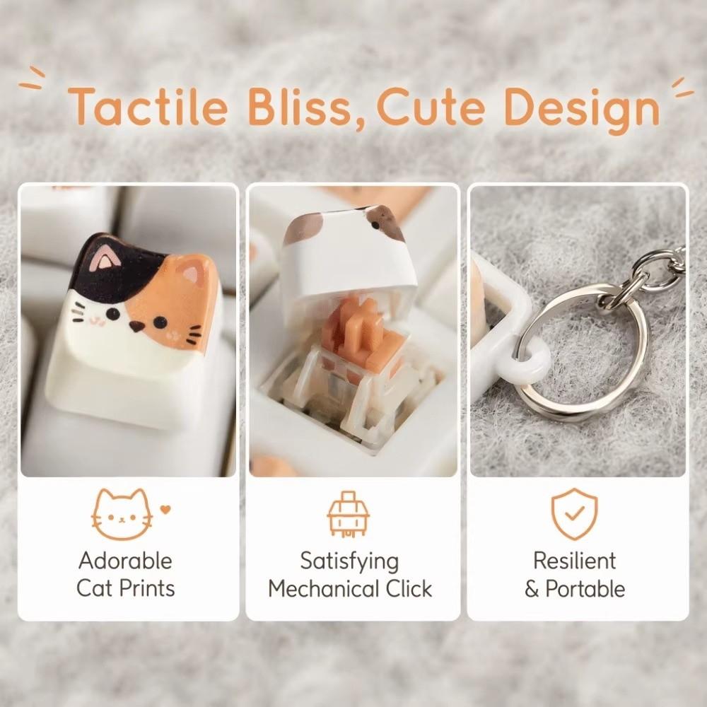 Finger-Tip Pressing Fidget Keychain Cat Fidget Toy Keyboard Fidget Toy Keycap Keychain  Gifts