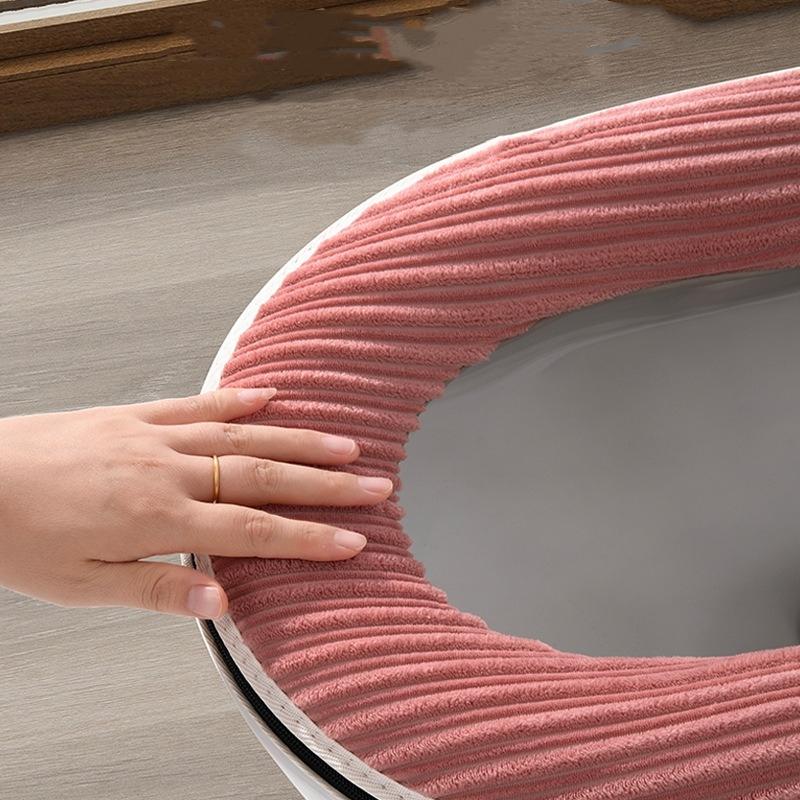 1pcs Washable Plush Toilet Seat Cover with Carry Handle, Universal Zipper Toilet Lid Cover for Winter, Soft Fluffy Bathroom Mat
