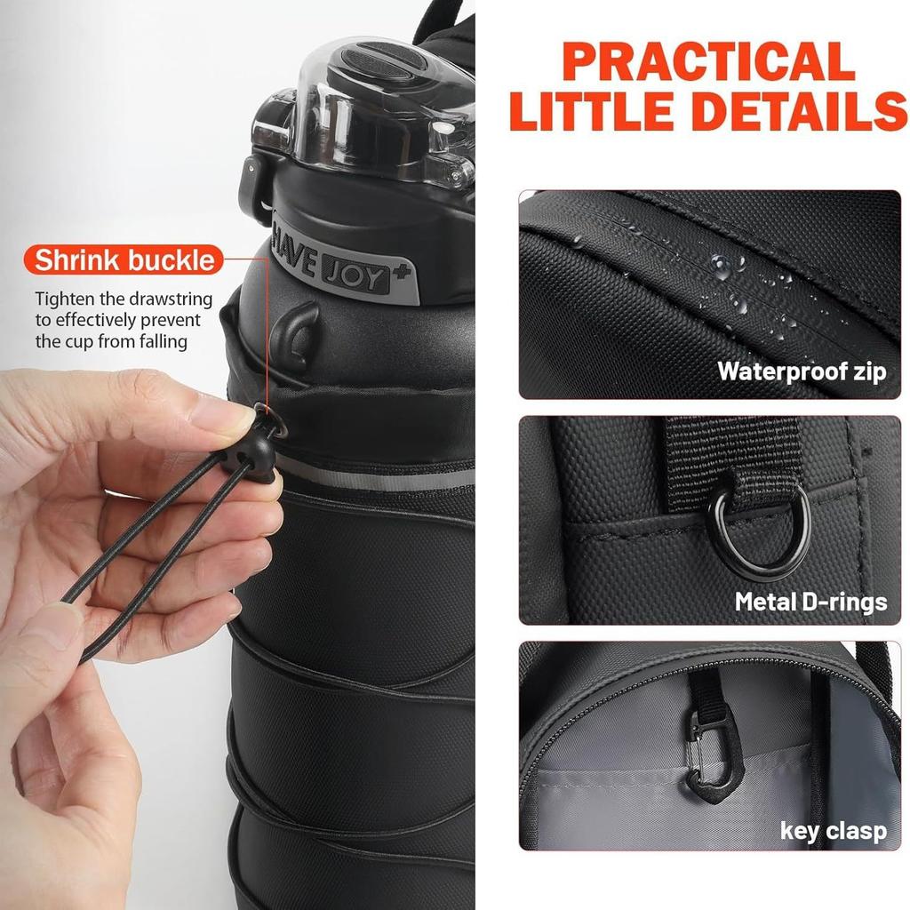 Magnetic Gym Water Bottle Bag Portable with Reflective Strip Phone Pocket - Organizer for Fitness Accessories