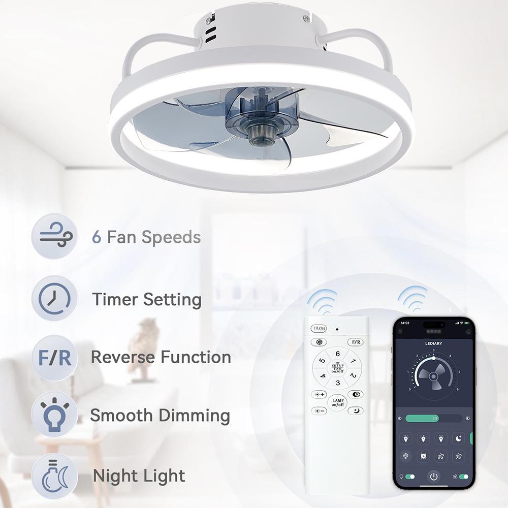 Simple Round Ceiling Fan Light for Bedroom, Wide Voltage 85-265V