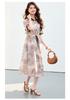 26 year new summer shirt collar with Chinese style high-end feeling, short sleeved skirt, waist cinching versatile mid length skirt, dress