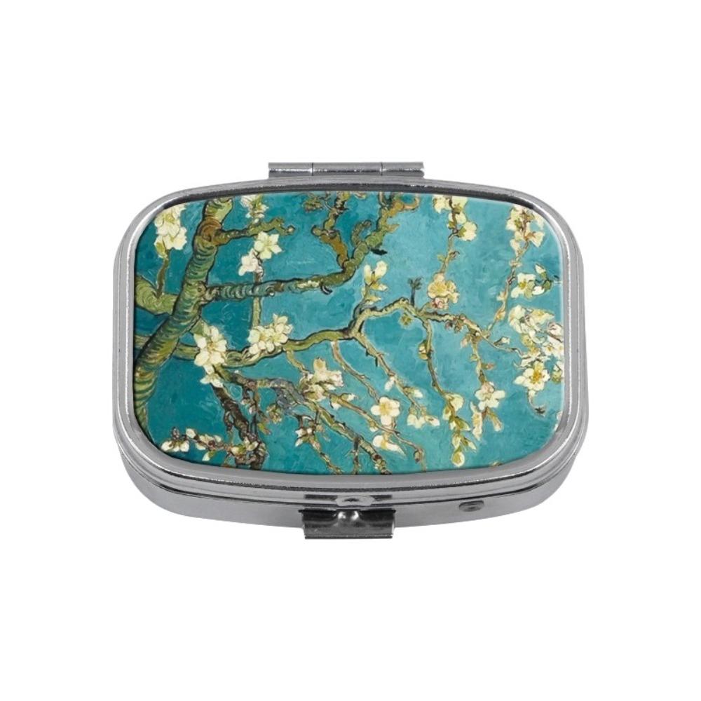 Metal Pill Case Multi-Compartment Built-In Makeup Mirror Travel Pill Organizer Secure Closure Portable Jewelry Storage Box