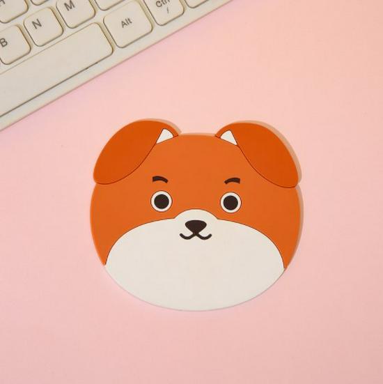 Cute Cat & Puppy Expression PVC Silicone Non-slip Heat Insulation Coaster Mat