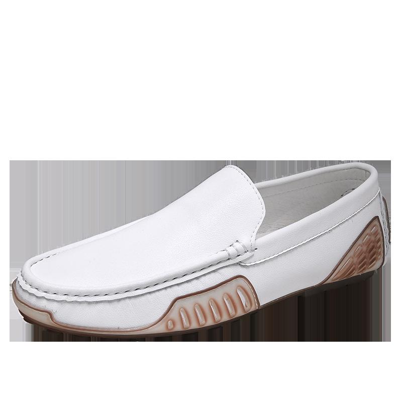 

Брендовая мужская обувь Doudou, мужская обувь из натуральной кожи, корейская версия, удобная и дышащая, повседневная кожаная обувь, мужская обувь для вождения с одной педалью 38 белый