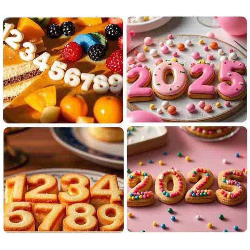 9Pcs Stainless Steel Number Shape Cookie Cutters Set 0-8 Digit Baking Biscuit Molds for Fondant and Cake Decorations, Dessert Tool for Date Treats