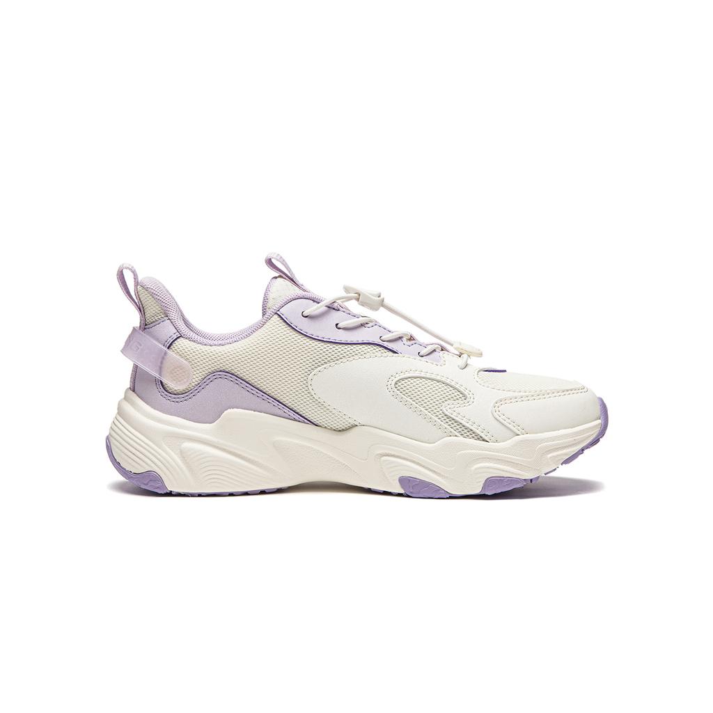 Li Ning Kids Letter Color Block Shock Absorption Rebound Soft Lightweight Low Top Casual Shoes Kids Casual Shoes Purple YKCU112-2