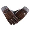 Thickened and Fleece Leather Gloves In Winter All Fingers for Men's Sports Cycling Cold Proof  Wind Proof  Warm Touch Screen Electric Vehicle Skiing