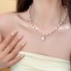 Dodder Elegantní náhrdelník z umělých perel pro ženy Twist Chain Camellia Přívěsek Náhrdelníky Příslušenství Šperky