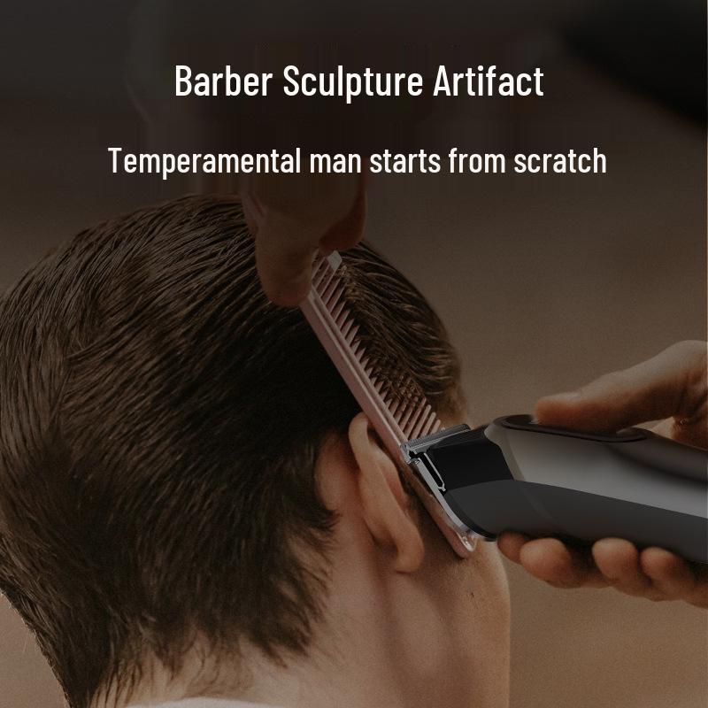 Cross-Border 5-in-1 Digital Hair Clipper Set: Electric, Adjustable, Multi-Function Shaver with Carving Feature