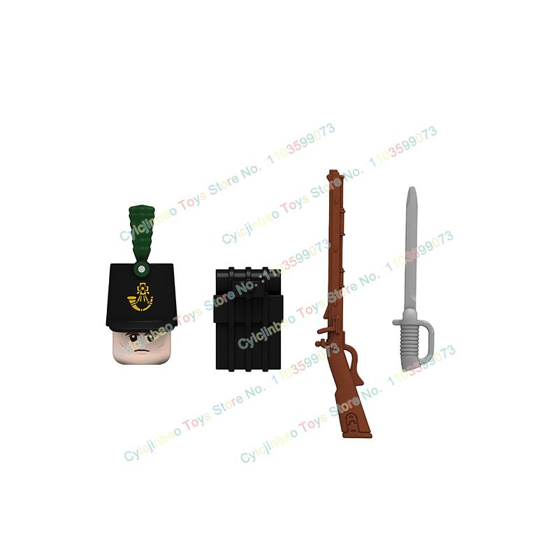 Napoleonische Kriege Britische Französische Füsiliere Dragoner Bausteine Actionfiguren Zubehör Kopf Waffe Kinderspielzeug N001-048