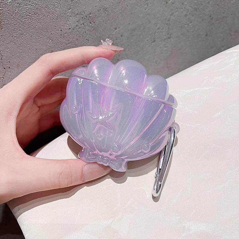 Seashell cartoon cute for Apple AirPods 4 Earphone Protective Case for AirPods Pro 3 2 1 Charging Cover with Tail Pendant