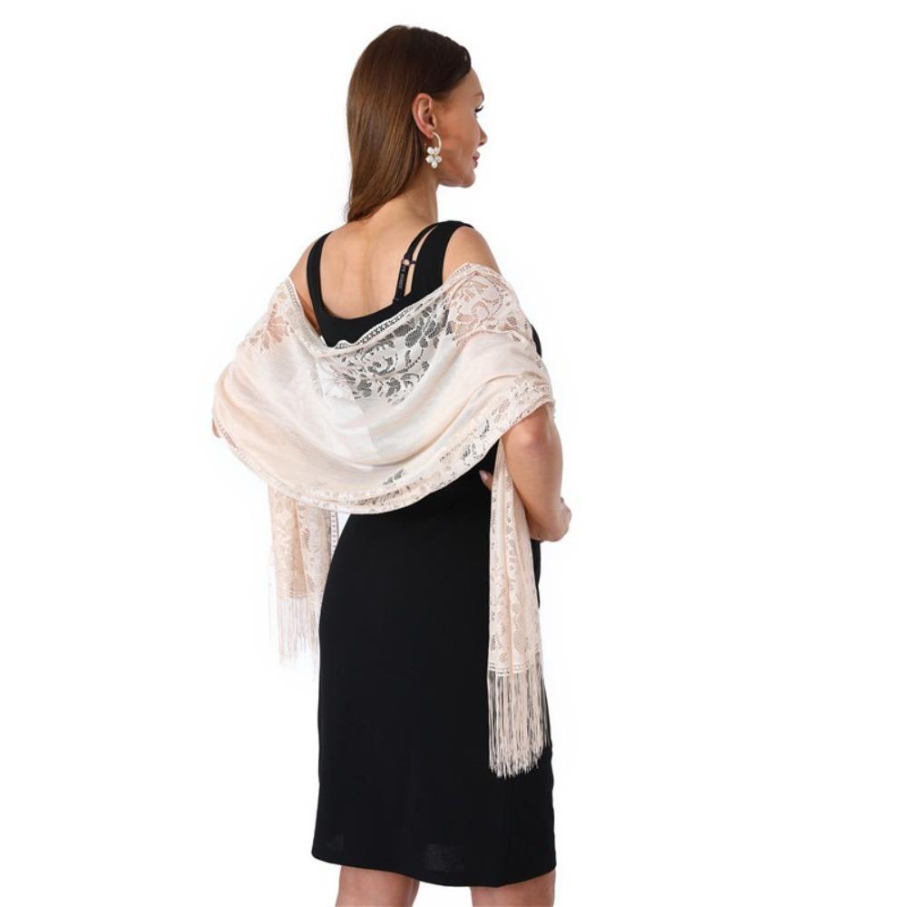 Solid Color Lace Shawl Hollow Tulle Shawl Wedding Accessories Fashion Scarf Cosplay