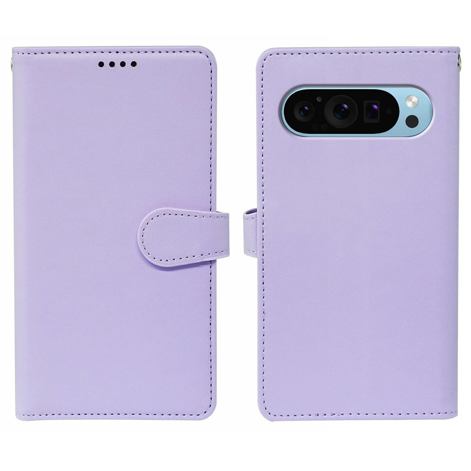 

Для Google Pixel 10 Pro XL/9 Pro XL Чохол з 9 відділеннями для карток Шкіряний чохол-підставка для телефону Purple