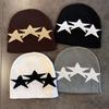 Pullover Style Warm Knit Hat Windproof Pentagram Beanie Hat Niche Beanies  Skating Camping Hiking