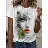 Womens Slim Fit Short Sleeve T-Shirt With 3D Cartoon Animal Print Digital Printing Casual Top