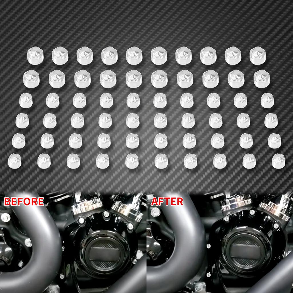 Motorcycle Engine Bolts 60pcs Screw Caps Cover Protector For Harley Touring Road Street Glide FLHR Softail Fat Boy FLS 2018-Up