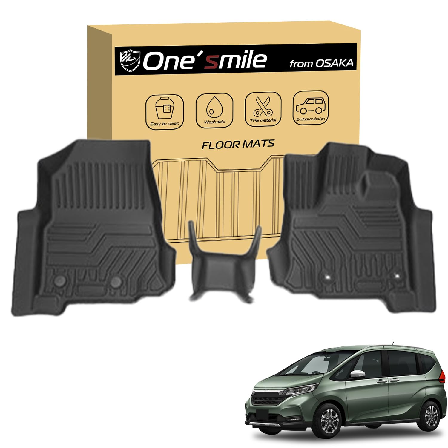 

Совместимый с Freed коврик на пол для 1-го, 2-го, 3-го ряда, коврик в багажник для гибридного автомобиля, грузовой коврик из TPE, специально разработанный для легкой установки на пол ряда чёрный