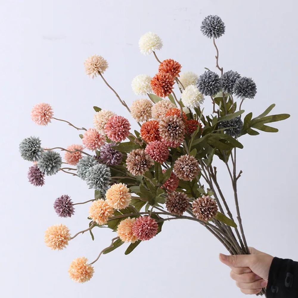 Dandelion Artificial Flowers Wedding Decoration 5 Head Fake Flowers Small Thorn Ball DIY Home Decor Bouquet Valentine's Day Gift
