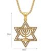 Zirconium Hexagonal Star Pendant Titanium Steel Hip Hop Men Necklace European American Middle Eastern Style Jewelry