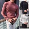 Men's High-Elasticity Ice Silk Ribbed Long Sleeve Striped T-Shirt