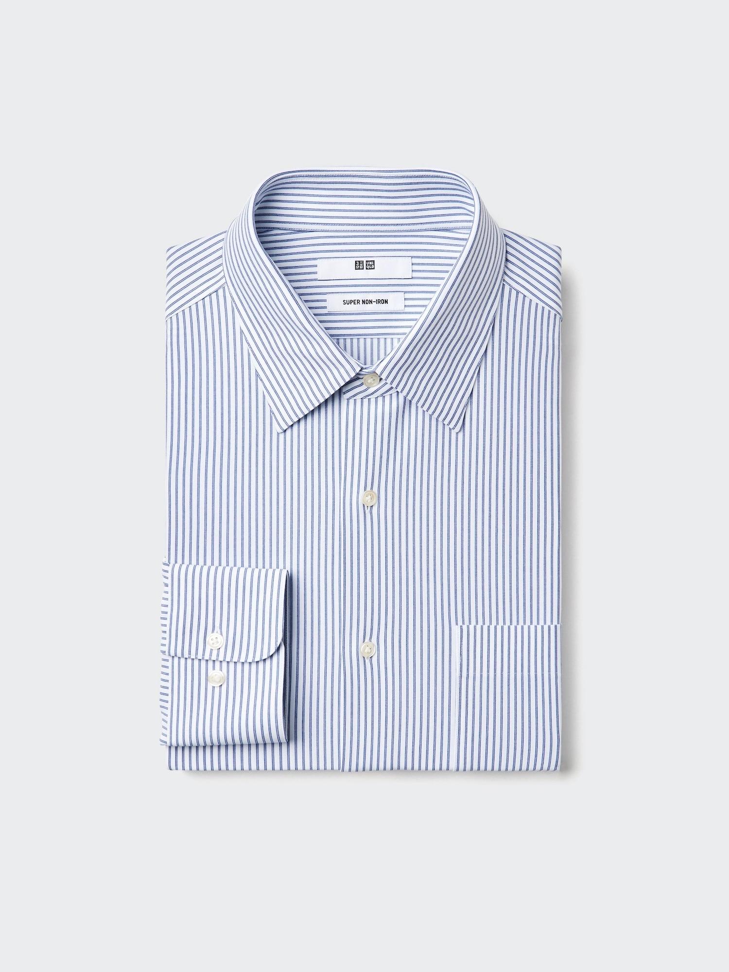 

Uniqlo Super Non Iron Jersey Shirt Long Sleeve RegulAr Color Stripe A 66 BLUE/MEN 4XL