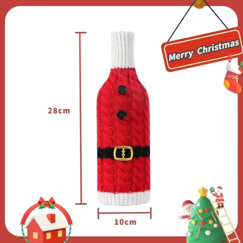 1ks Vánoční obal na láhev vína Pletený Vánoční dekorace 2025 pro Domov Vánoční Sněhulák Stolní Párty Dekor Krásný Vánoční Dárek