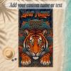Leopard Theme Soft Beach Towel Personalized Custom Name Text Towel Portable for Beach Pool Travel
